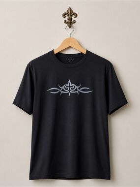 Romeo black men’s stretch crewneck tribal print tattoo tee shirt L